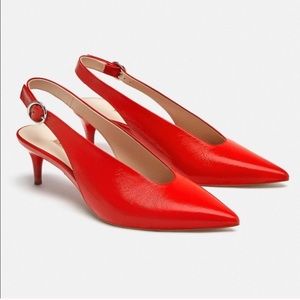 ZARA slingback red shoes